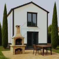 Modern Haus mit rustikalem Grillbereich