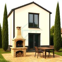 Modern Haus mit rustikalem Grillbereich