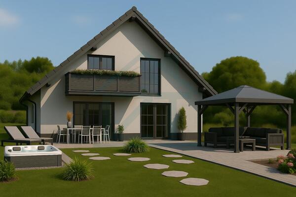 Moderne zweigeschossige Villa im Garten