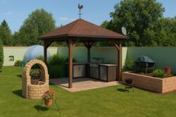 Garten mit Pavillon und Grill