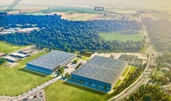 Luftbild der Hallen