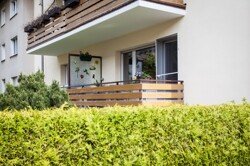 Blick über den Garten zum Balkon
