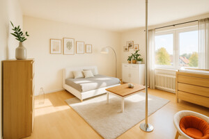 Lichtdurchflutetes Wohnzimmer  mit Balkon