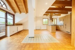 Heller, offener Wohnraum mit Küche