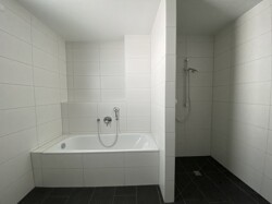 Badezimmer mit Badewanne und begehbarer Dusche