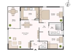 Grundriss Alternative mit Flur