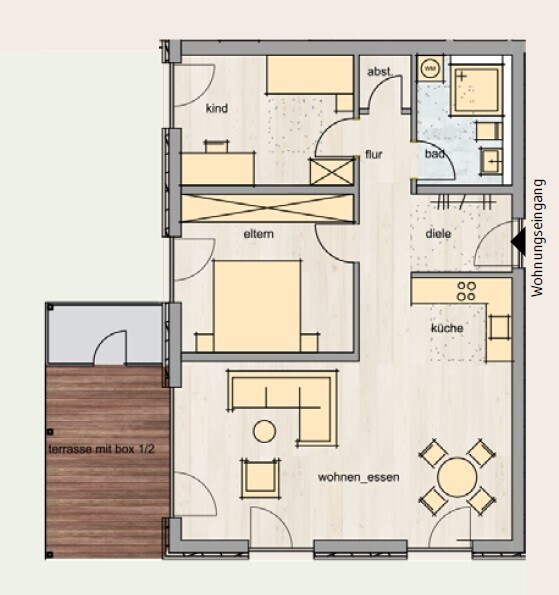 Grundriss Wohnung 2.2