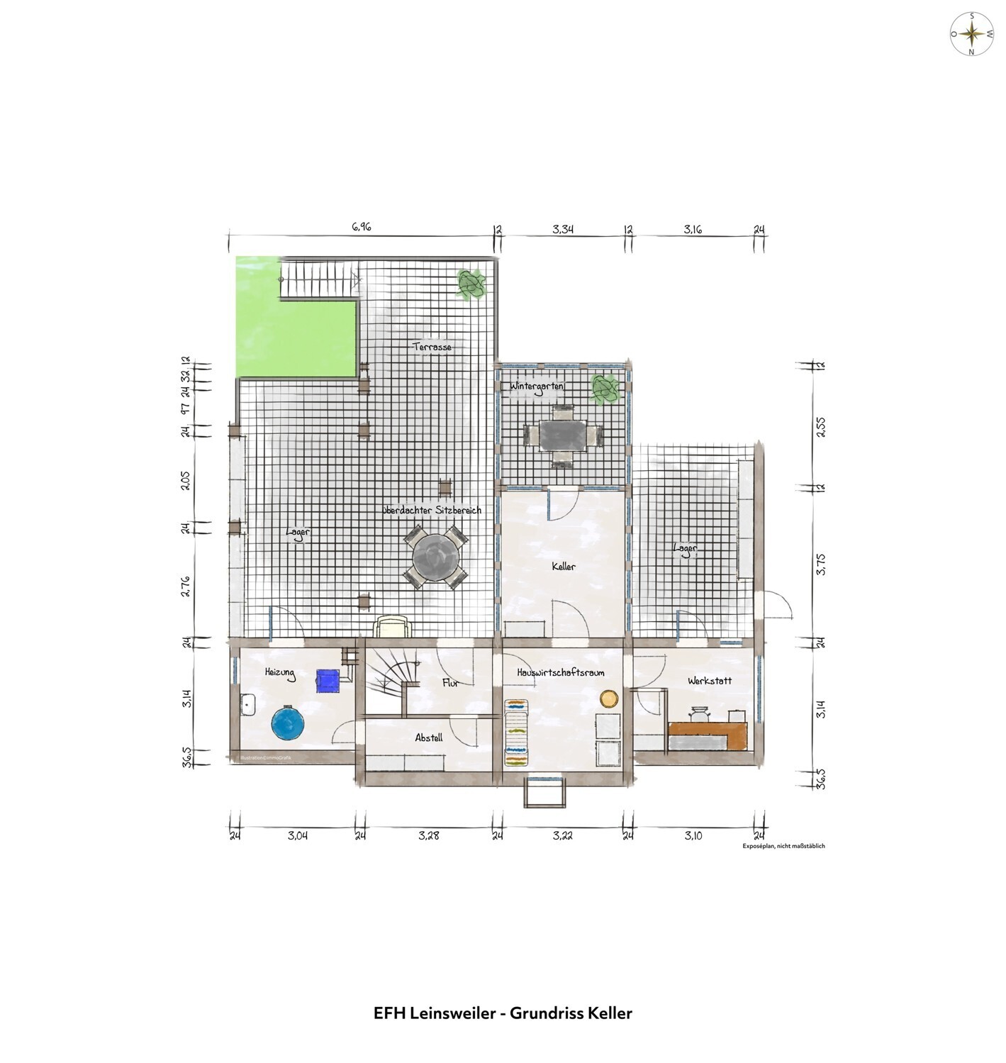Leinsweiler_EFH_Grundriss KG_visualisiert
