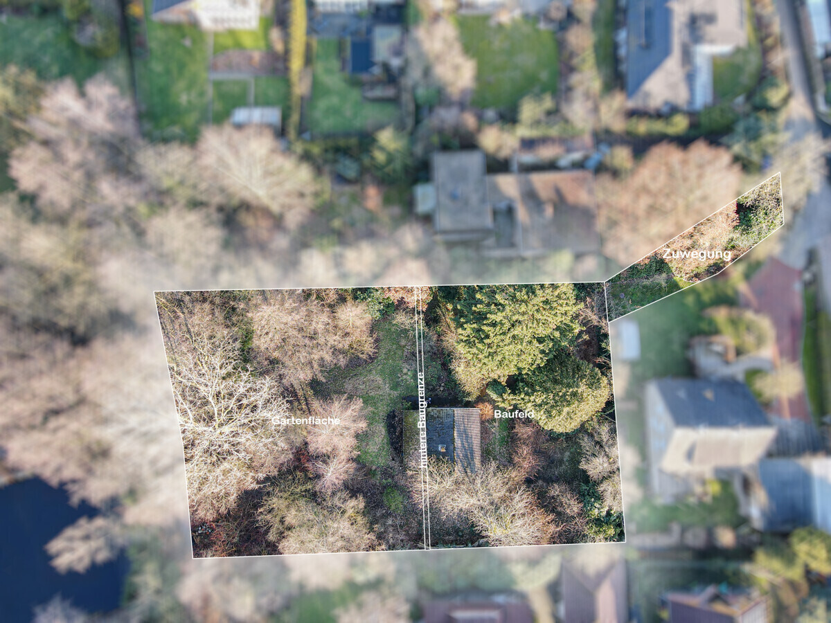 Luftansicht Bauzone und Grenze