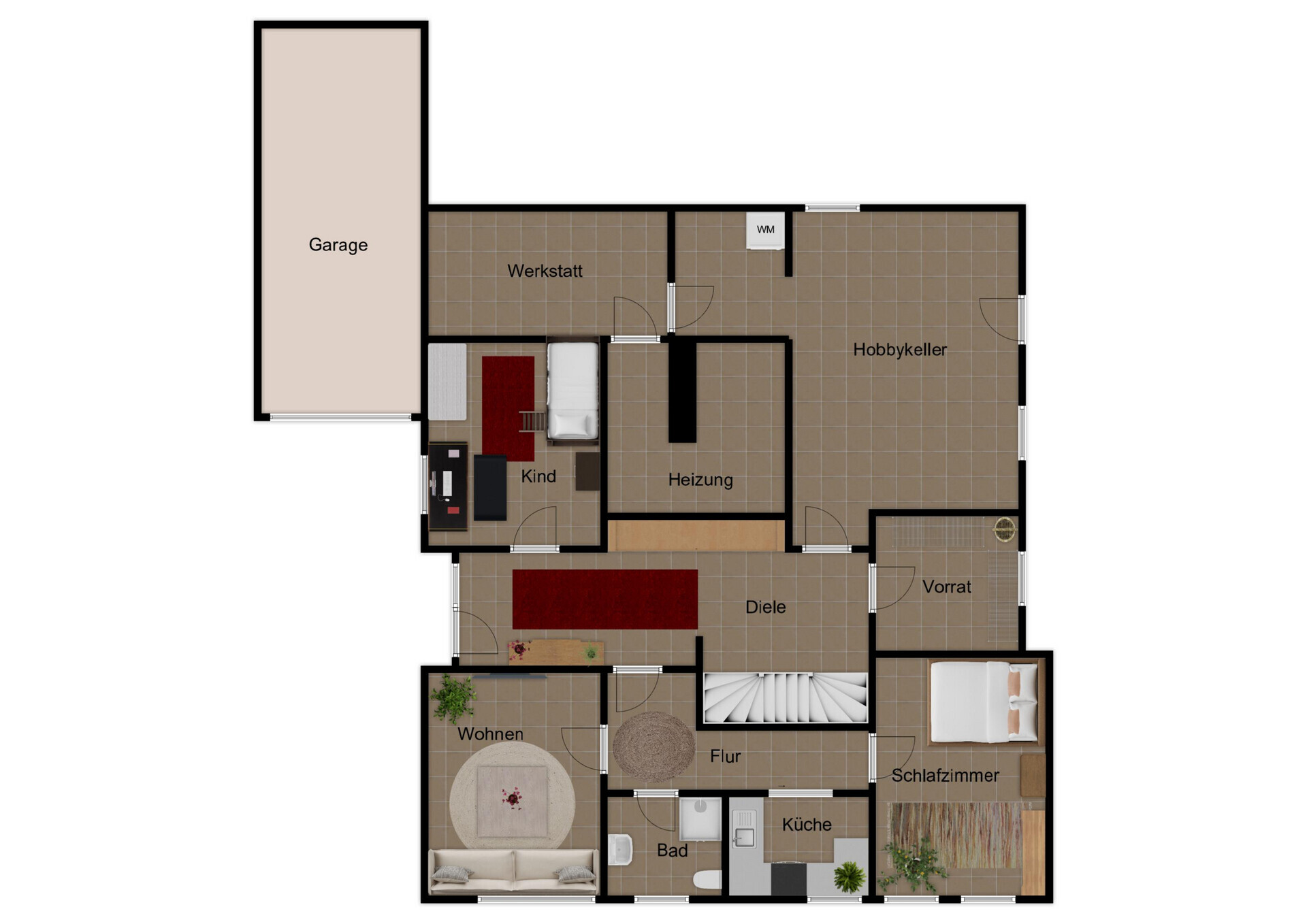 Grundriss UG Einliegerwohnung / Keller Haupthaus