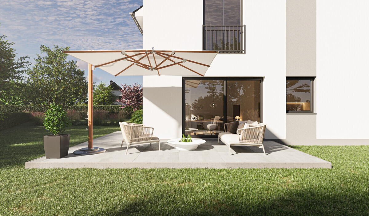Ansicht Garten mit Terrasse 