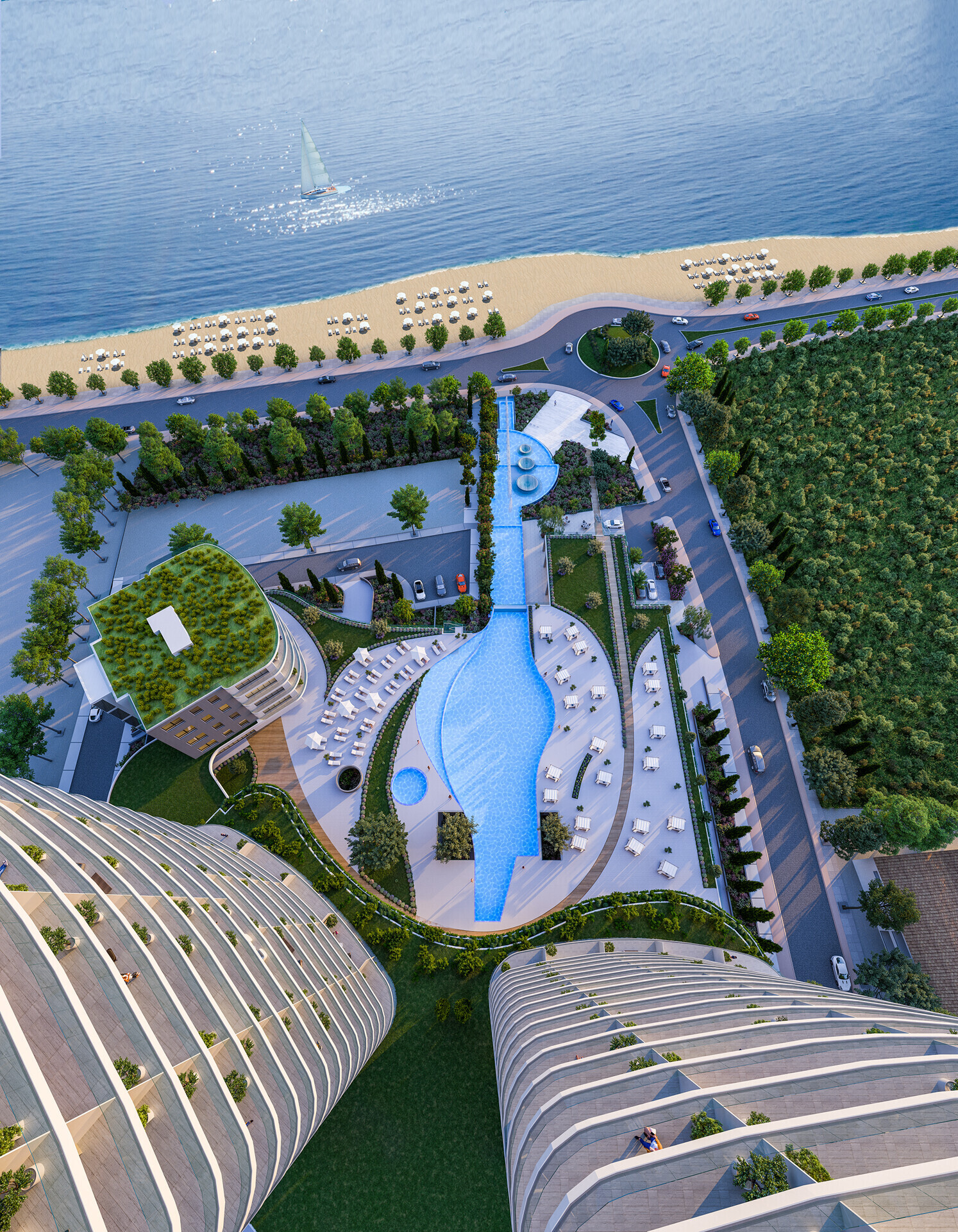 Limassol Blu Marine Master Plan View to Elevated Podium
