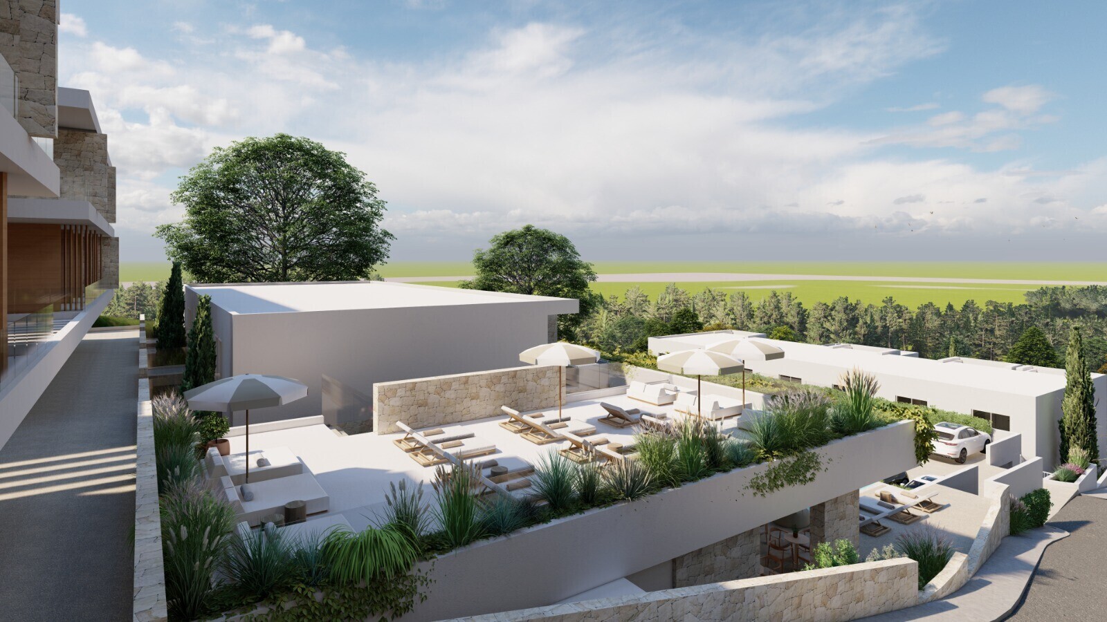 Sonnenliegen am Pool