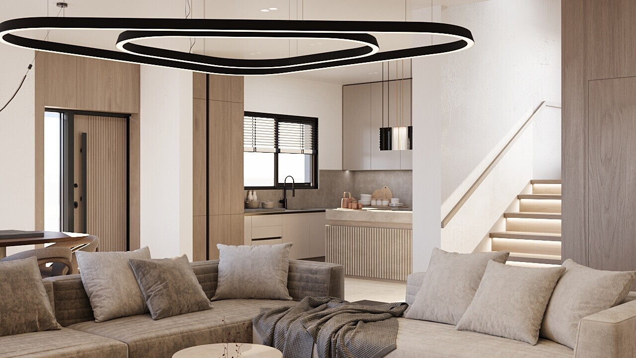 Wohnzimmer mit Küche