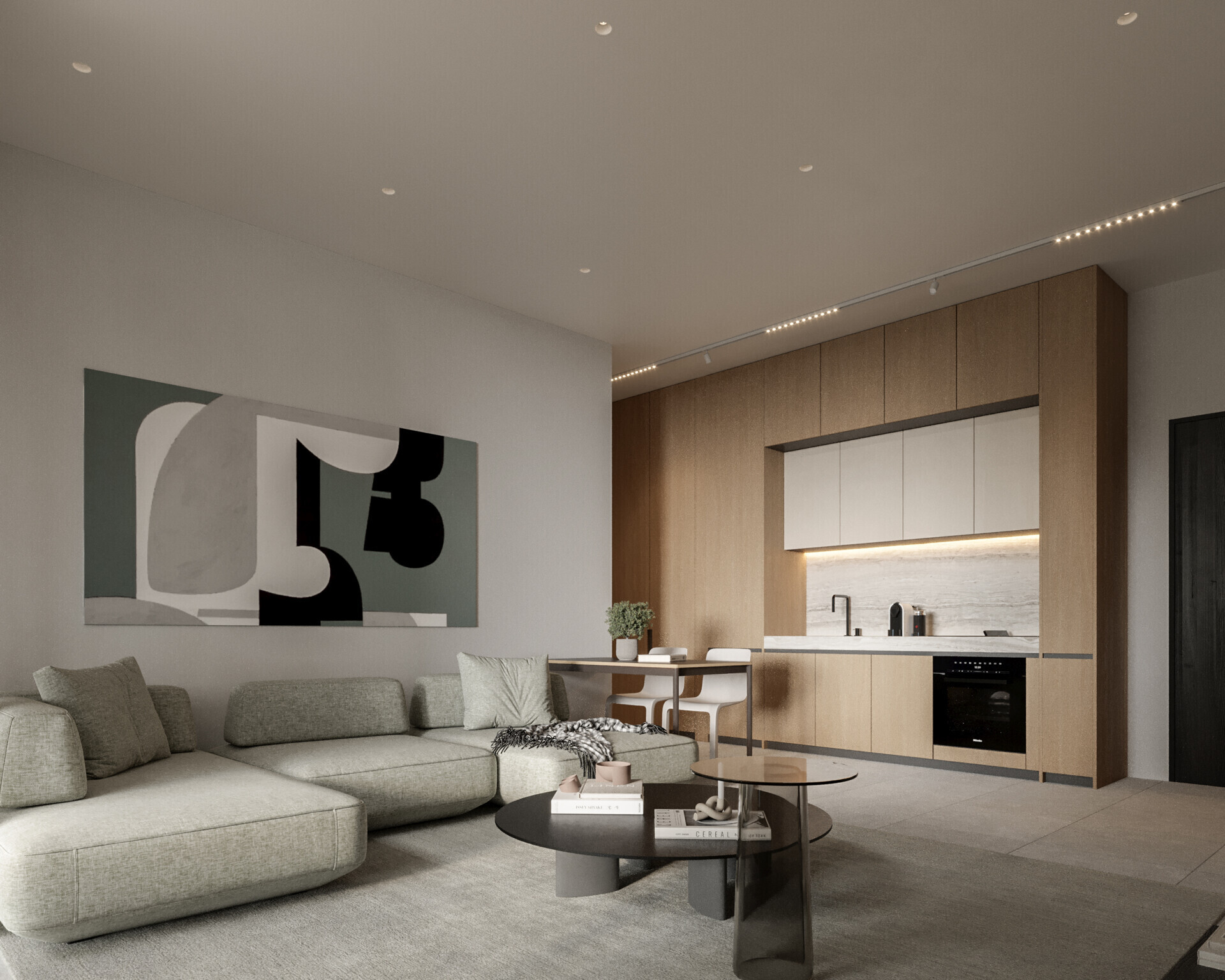 1Bed_Living & Kitchen_View