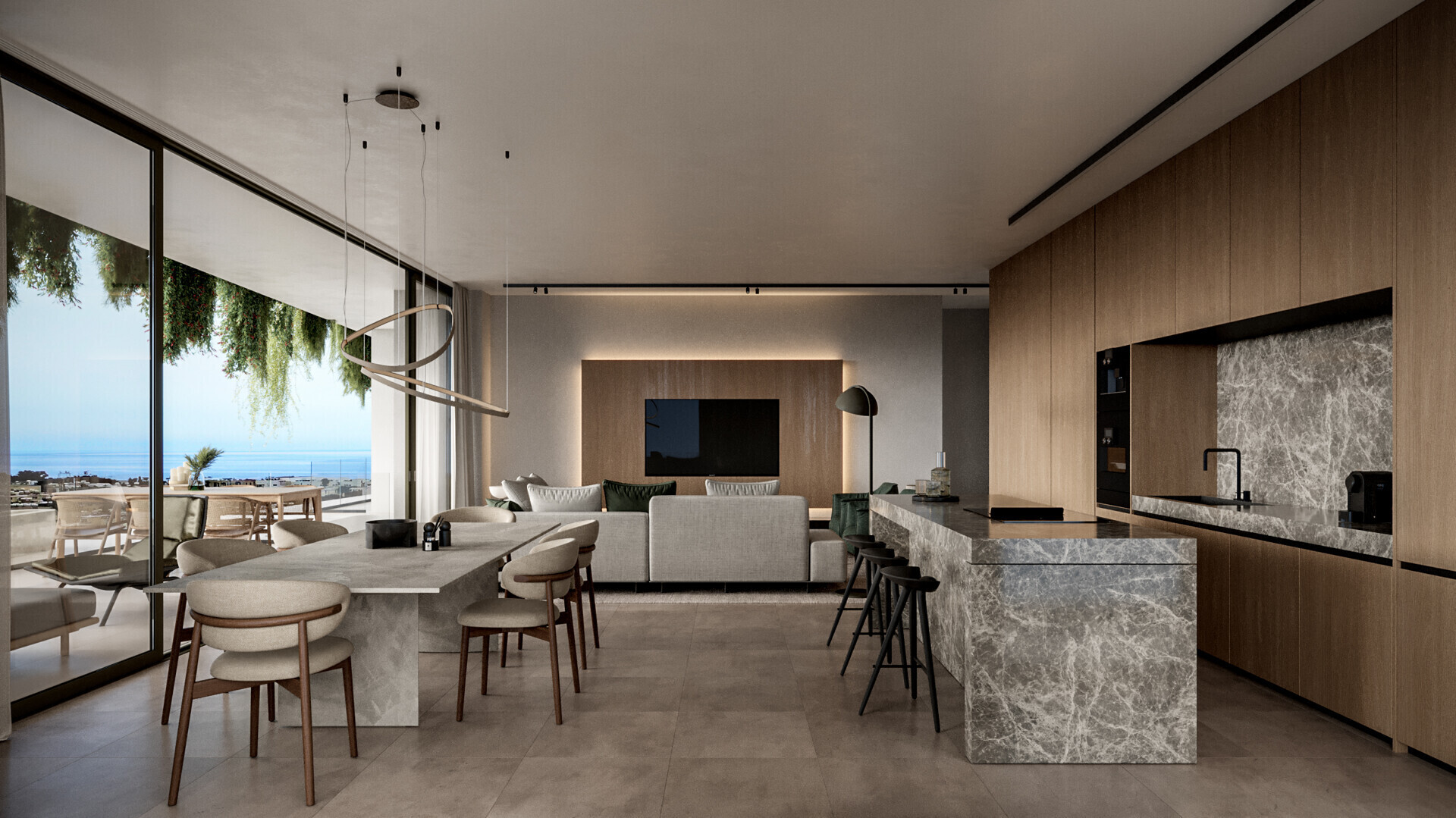 Küche Essbereich Wohnzimmer