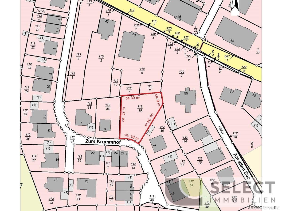 Flurstück mit Abmessungen-b