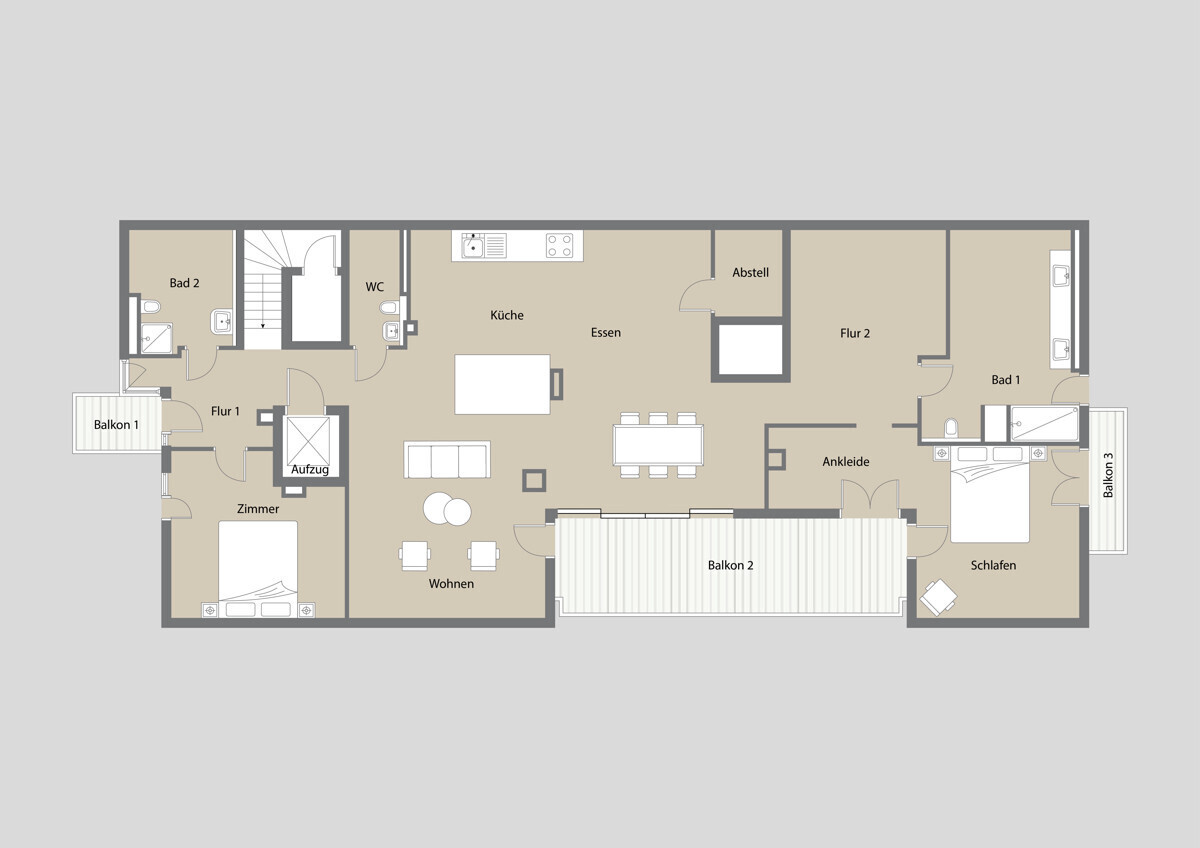 Wohnung Nr. 16 , West Living, Haus Hasenbergstraße 27A