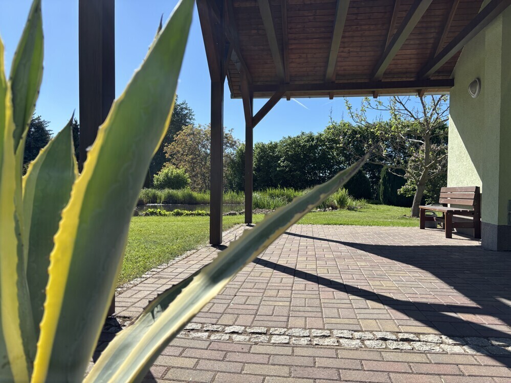 Carport mit Blick in den Garten