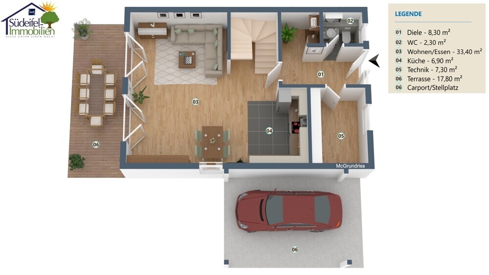 Wohnfläche EG Haus links