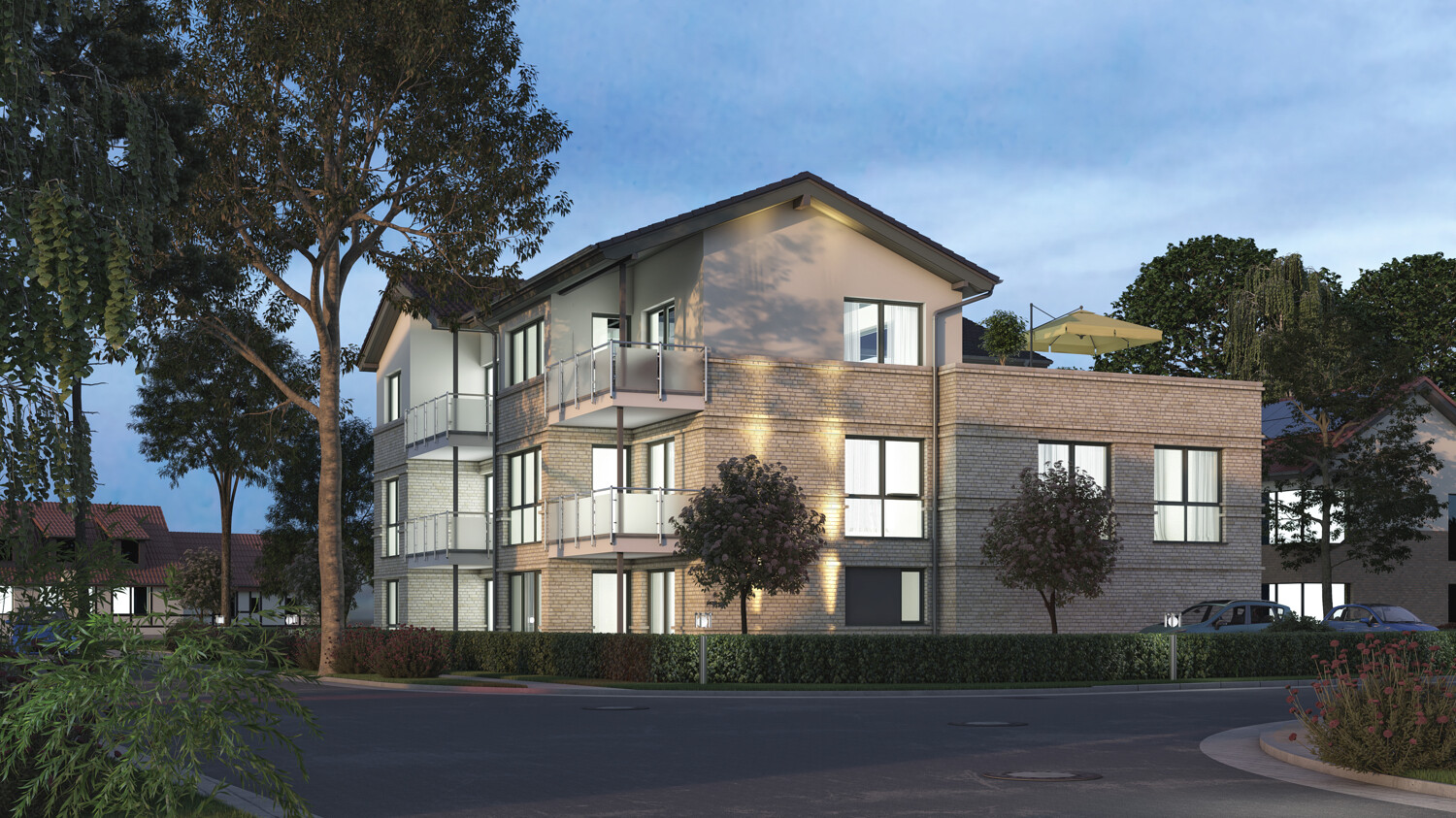 Außenansicht bei Nacht