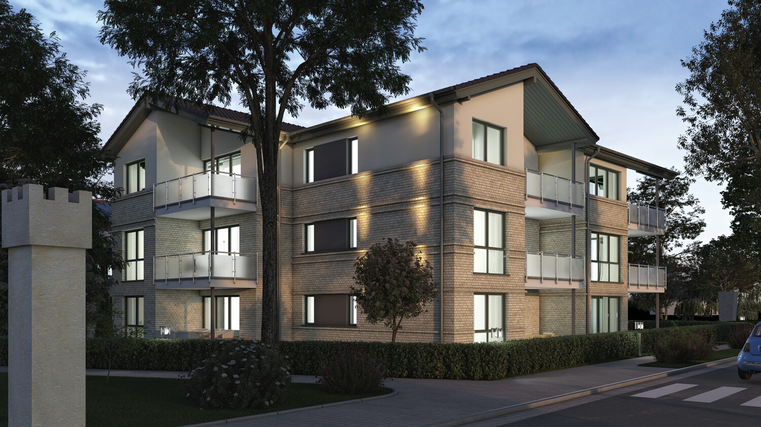 Außenansicht bei Nacht