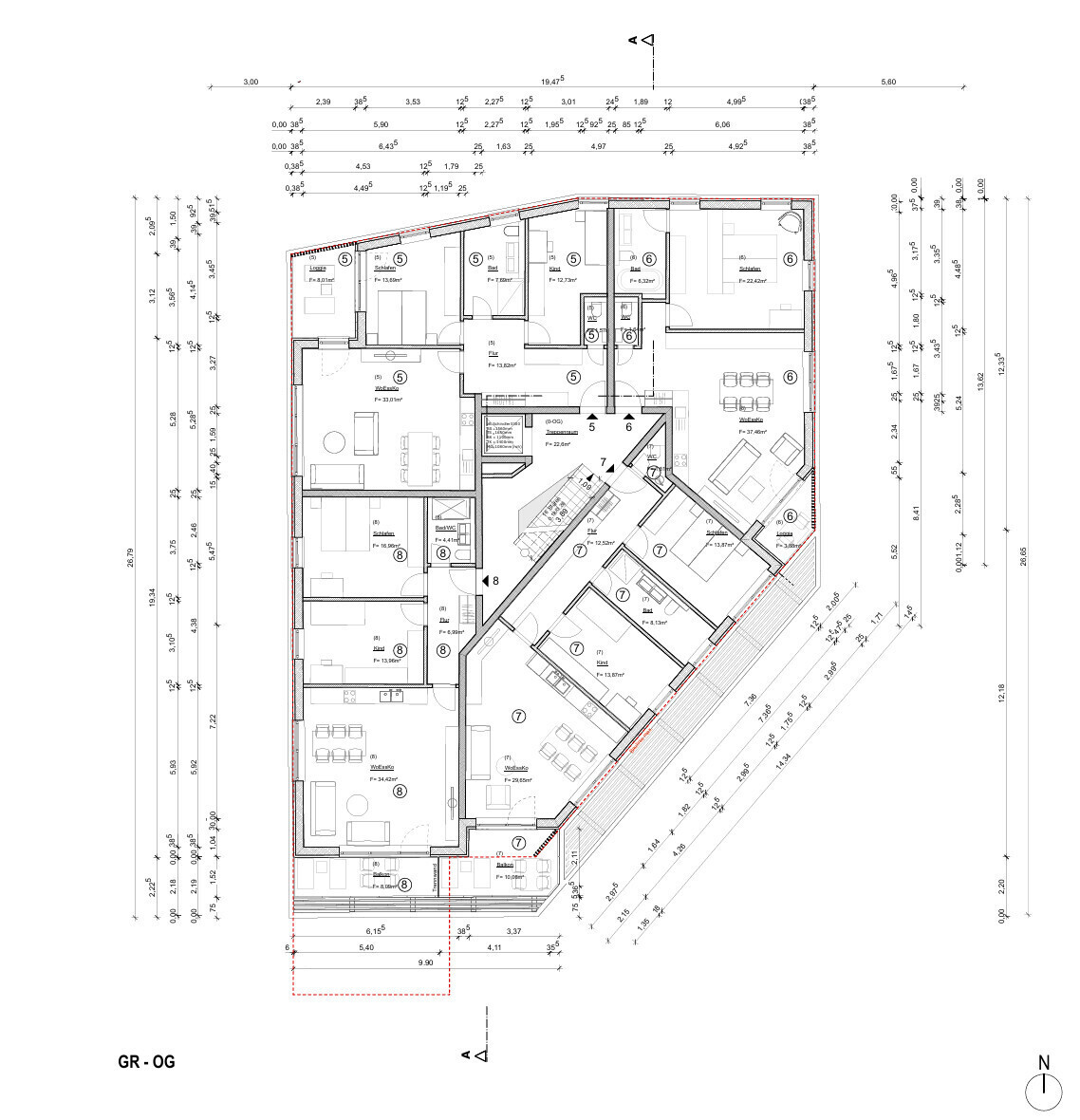 Grundriss OG Whg 5-8