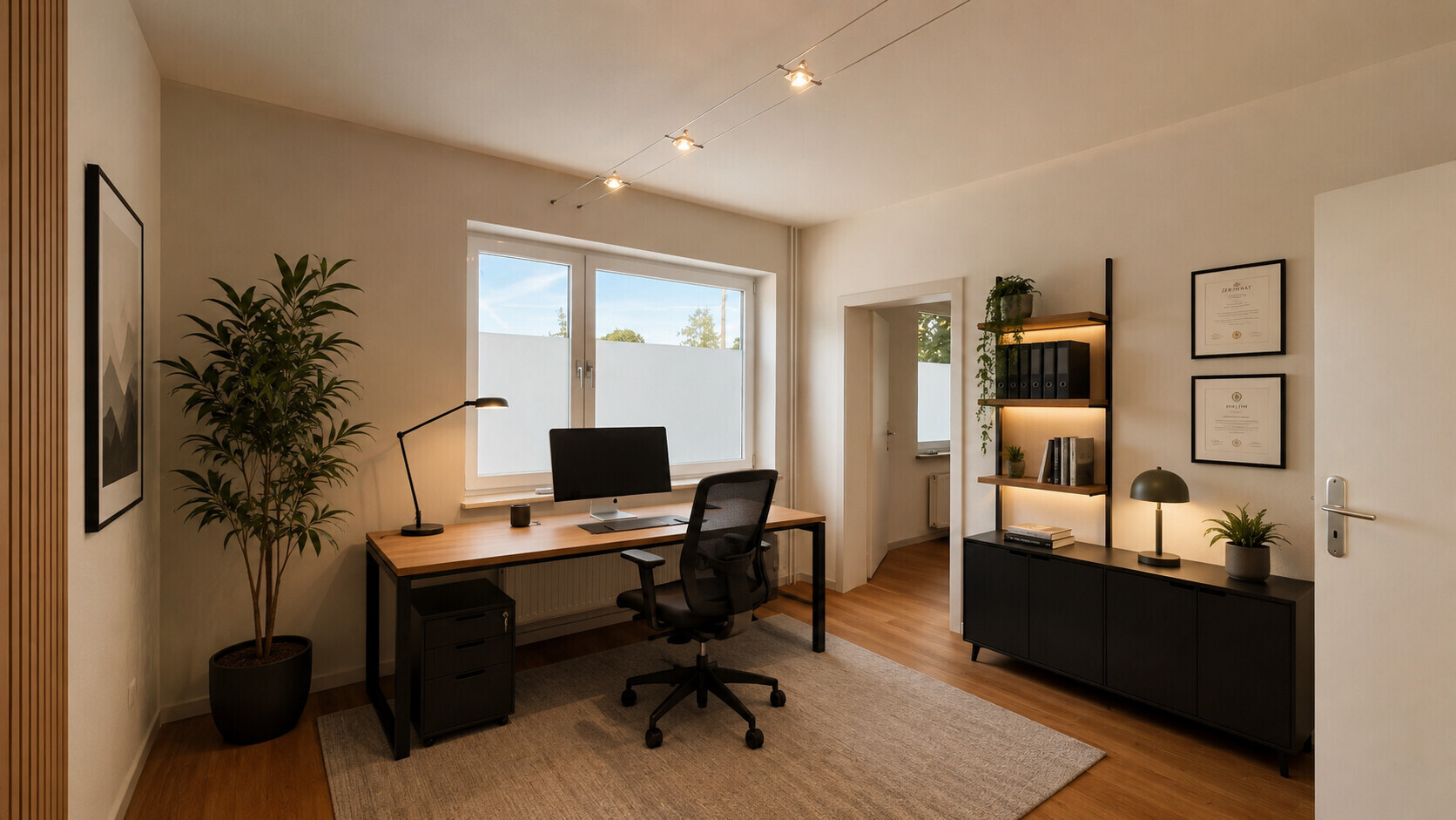 mögliches Homeoffice im EG - virtuell eingerichtet