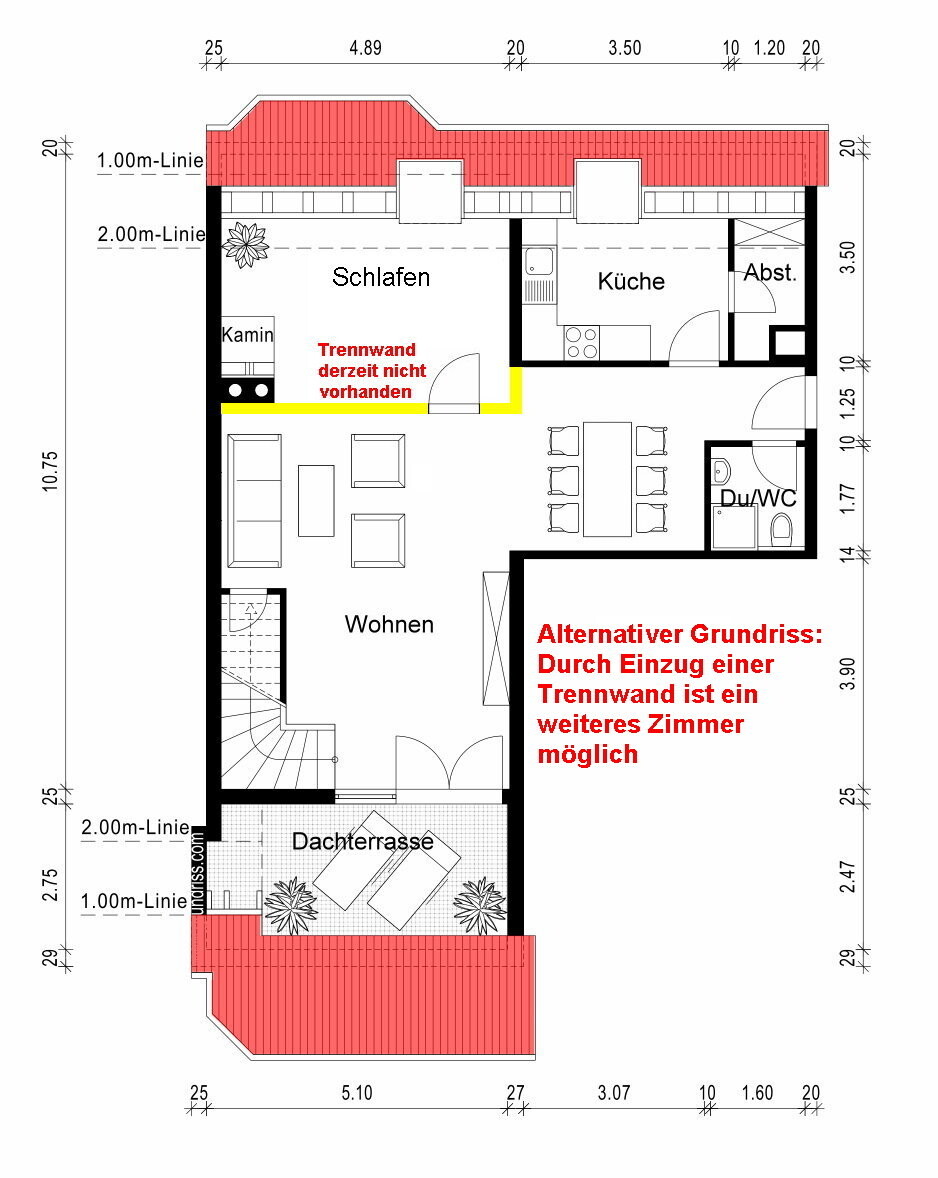 untere Ebene - Variante mit 3,5 Zimmern