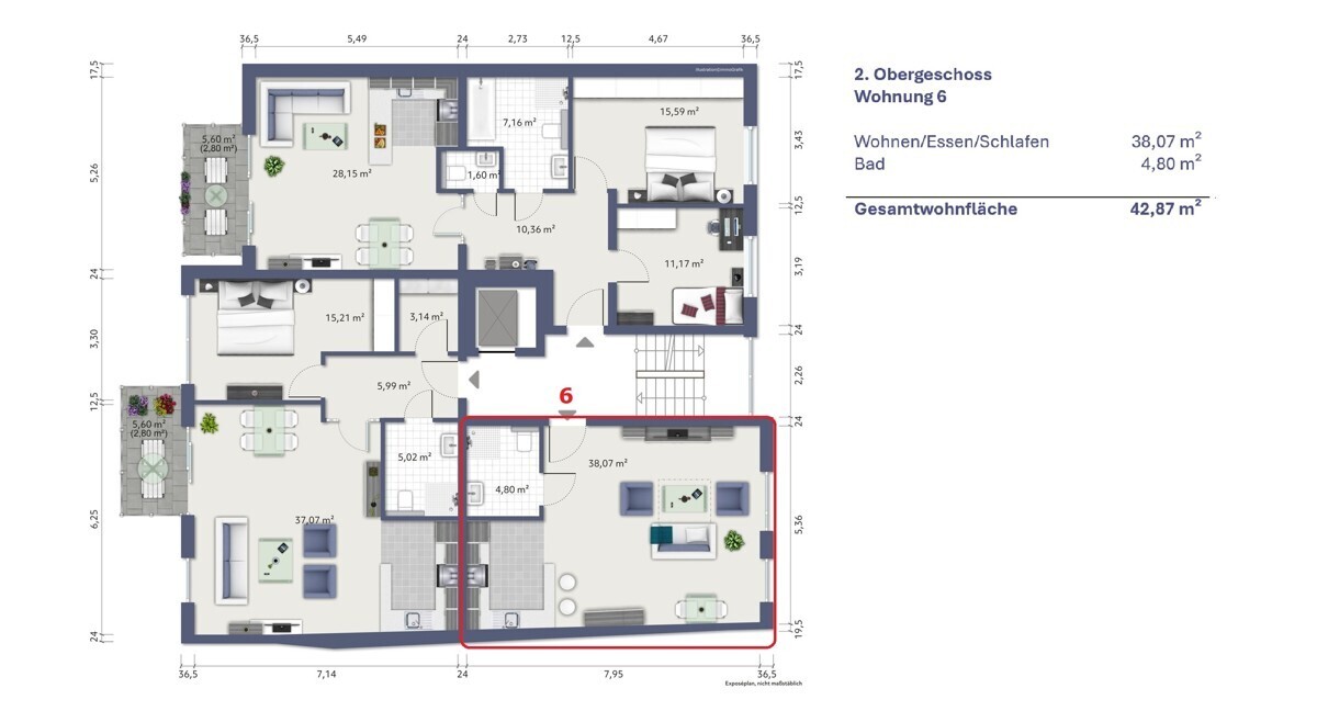 7321 Etagengrundriss 2. OG WE 6