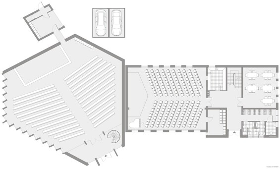 Skizze Kirche/ Gemeindezentrum EG