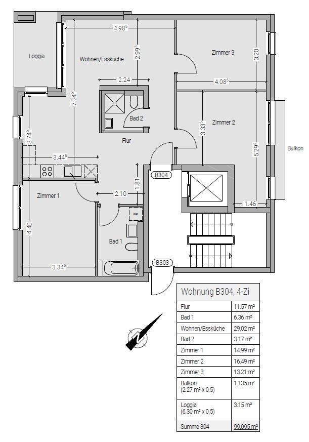 unverbindlicher Grundriss Wohnung Nr. B304