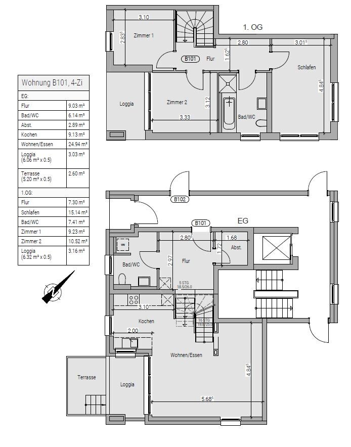 Grundriss Wohnung Nr. B101