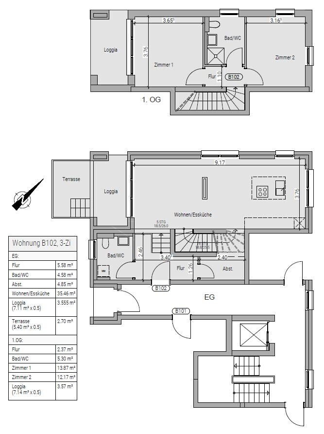 Grundriss Wohnung Nr. 102