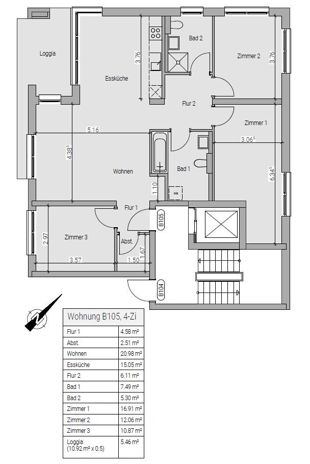 Grundriss Wohnung Nr. 105