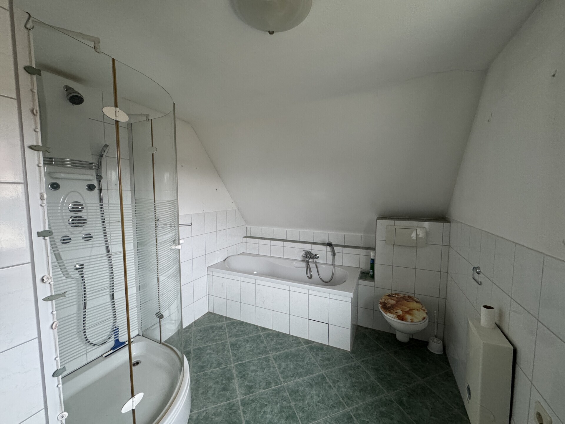 Tageslichtbad mit Wanne und Dusche