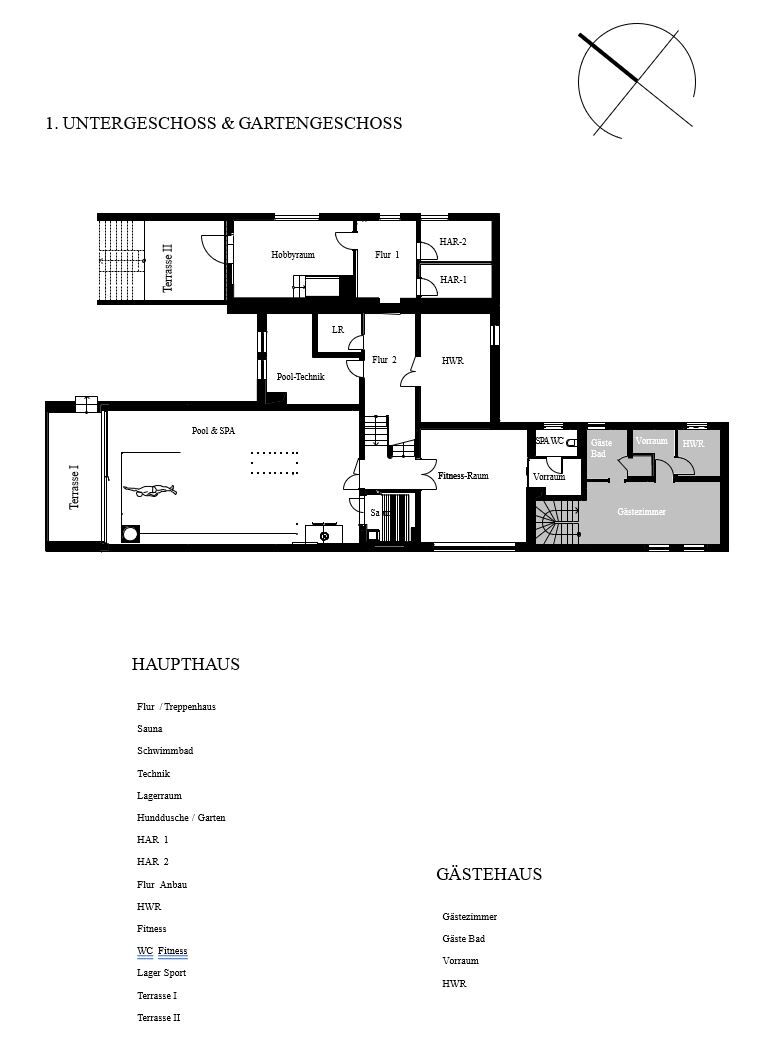 1. Untergeschoss & Gartengeschoss