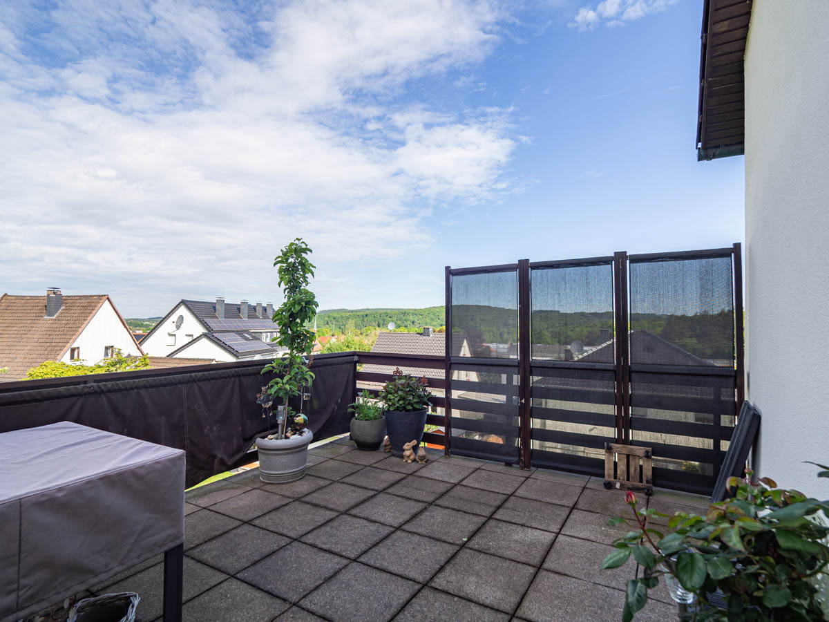 Die Dachterrasse mit der schönen Aussicht