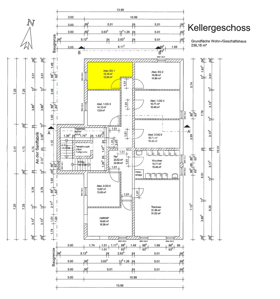 3416 Grundriss UG mit Kellerraum