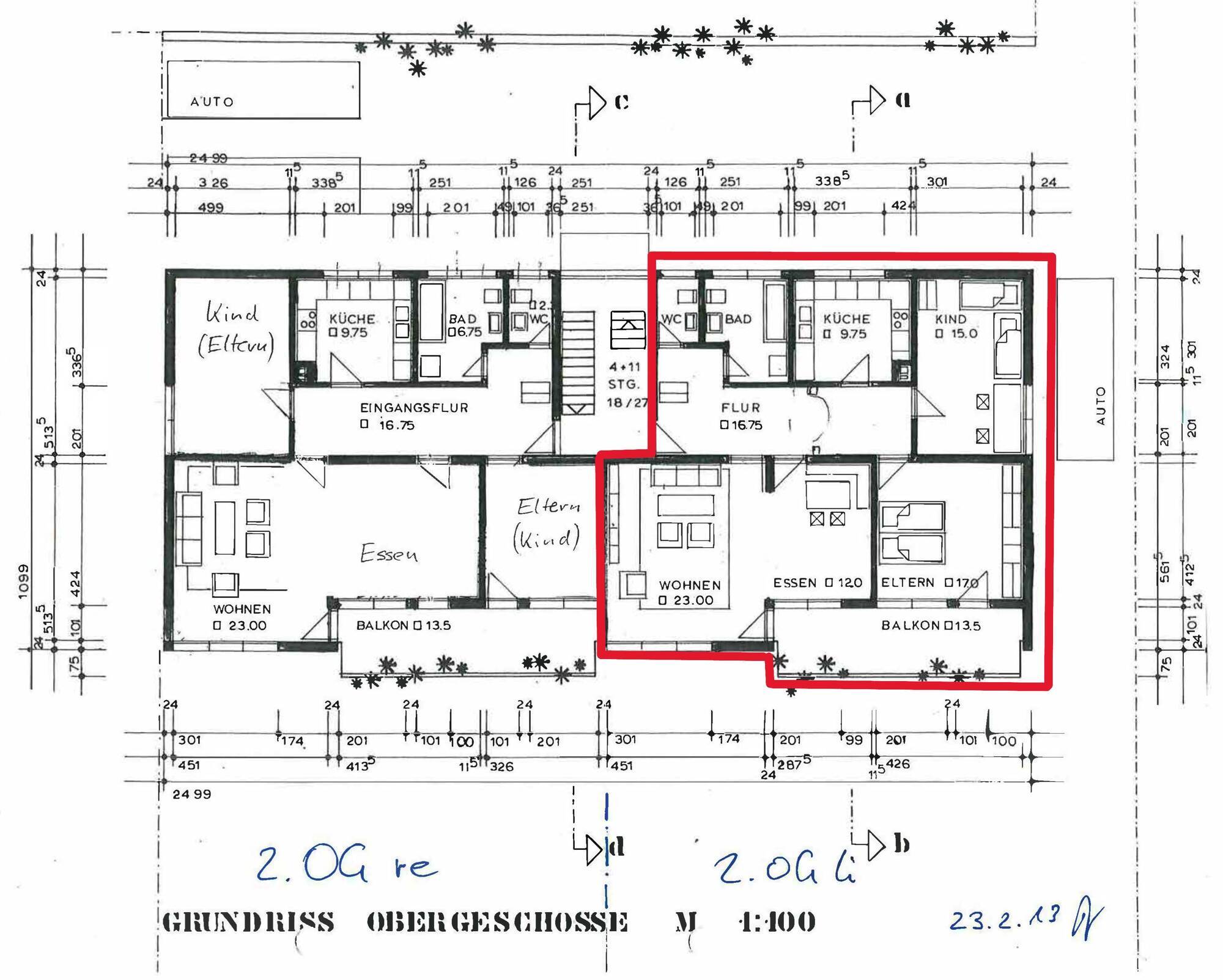 Grundriss 2. OG bemaßt