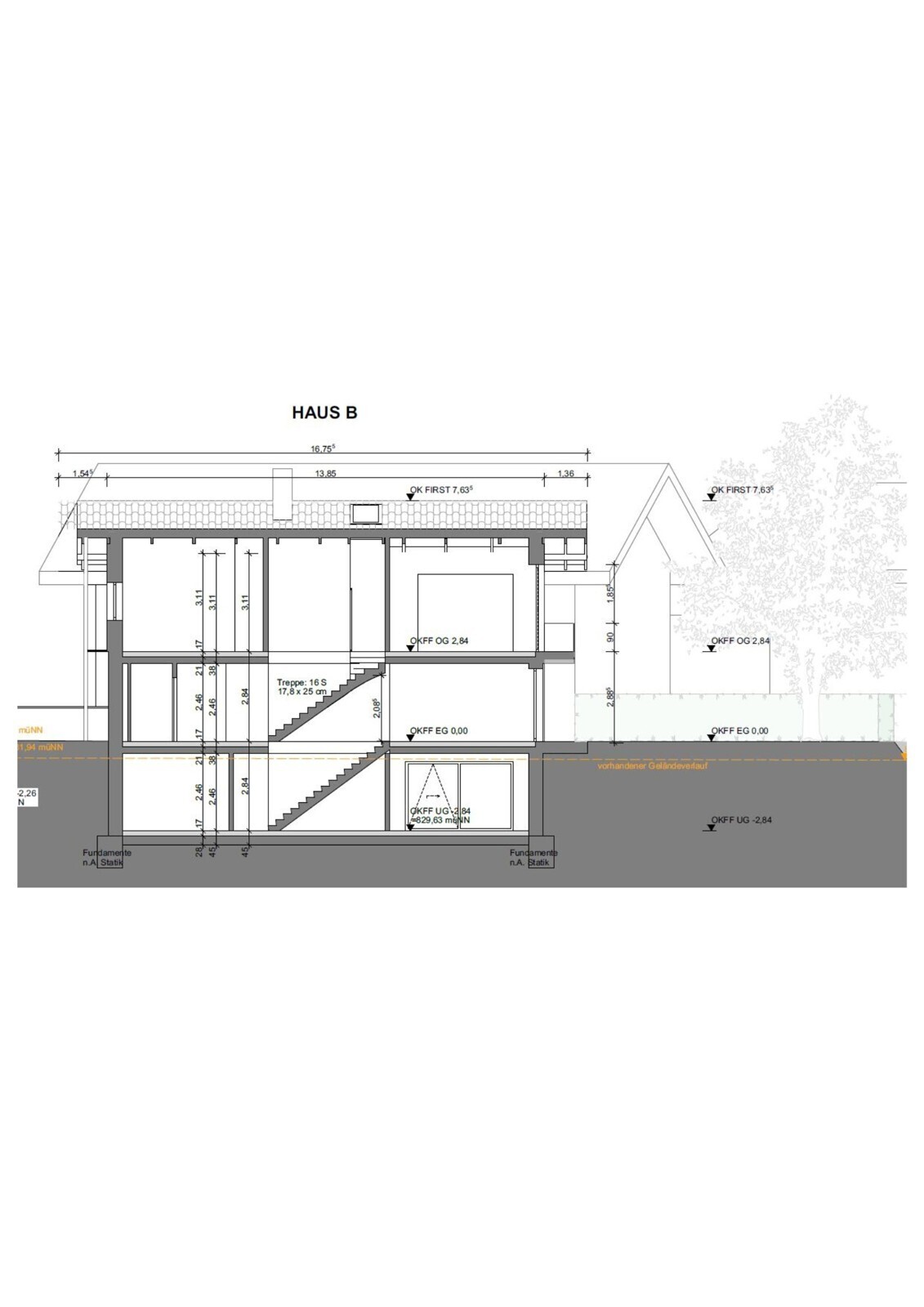 Längsschnitt Haus B