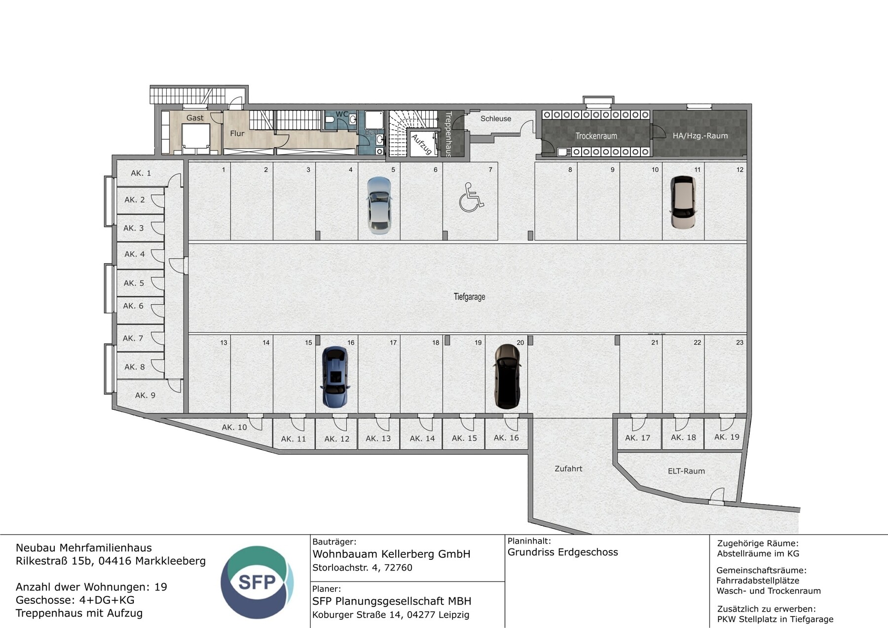 Grundriss Tiefgarage