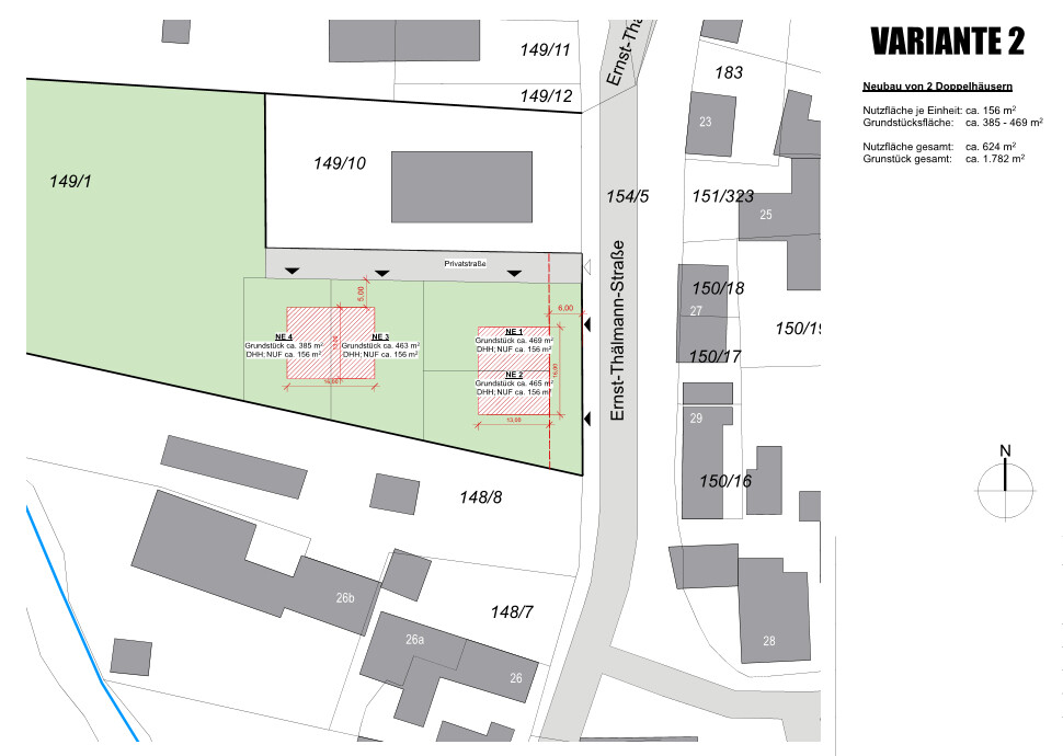Variante 2 - 2 Doppelhäuser