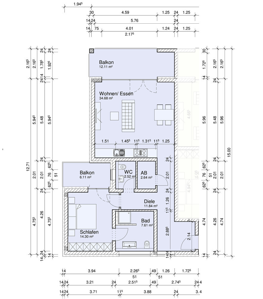 Luma Grundriss Wohnung 5 bemaßt