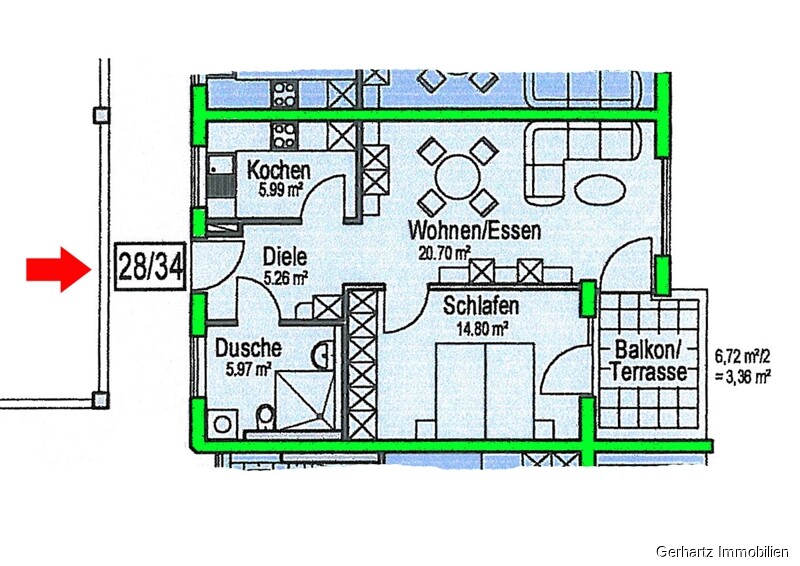 Grundriss Whg. Nr. 28