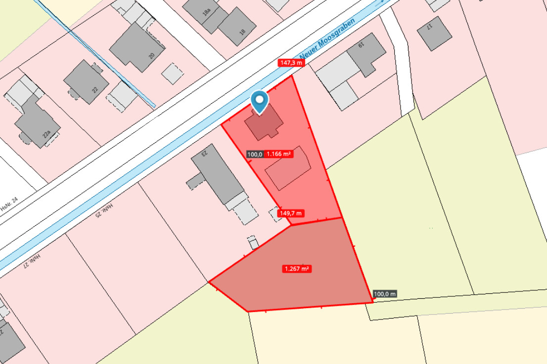 Auszug laut BayernAtlas (ungefähre Angabe, Abweichungen möglich)