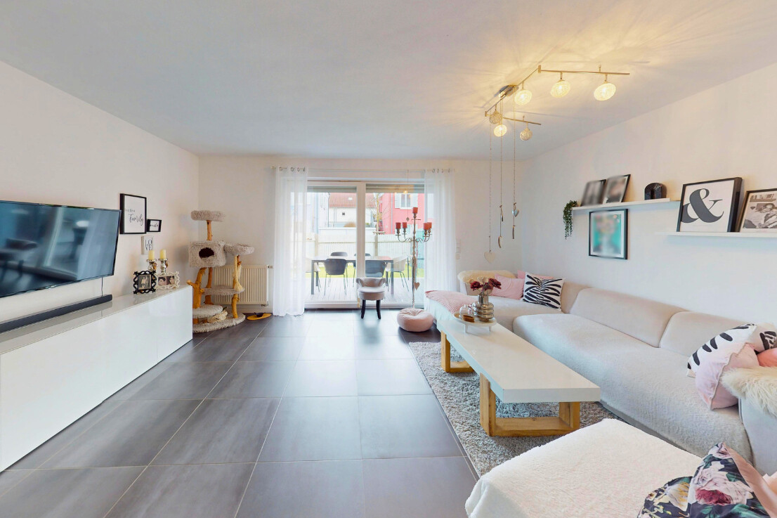 Blick zur überdachten Terrasse