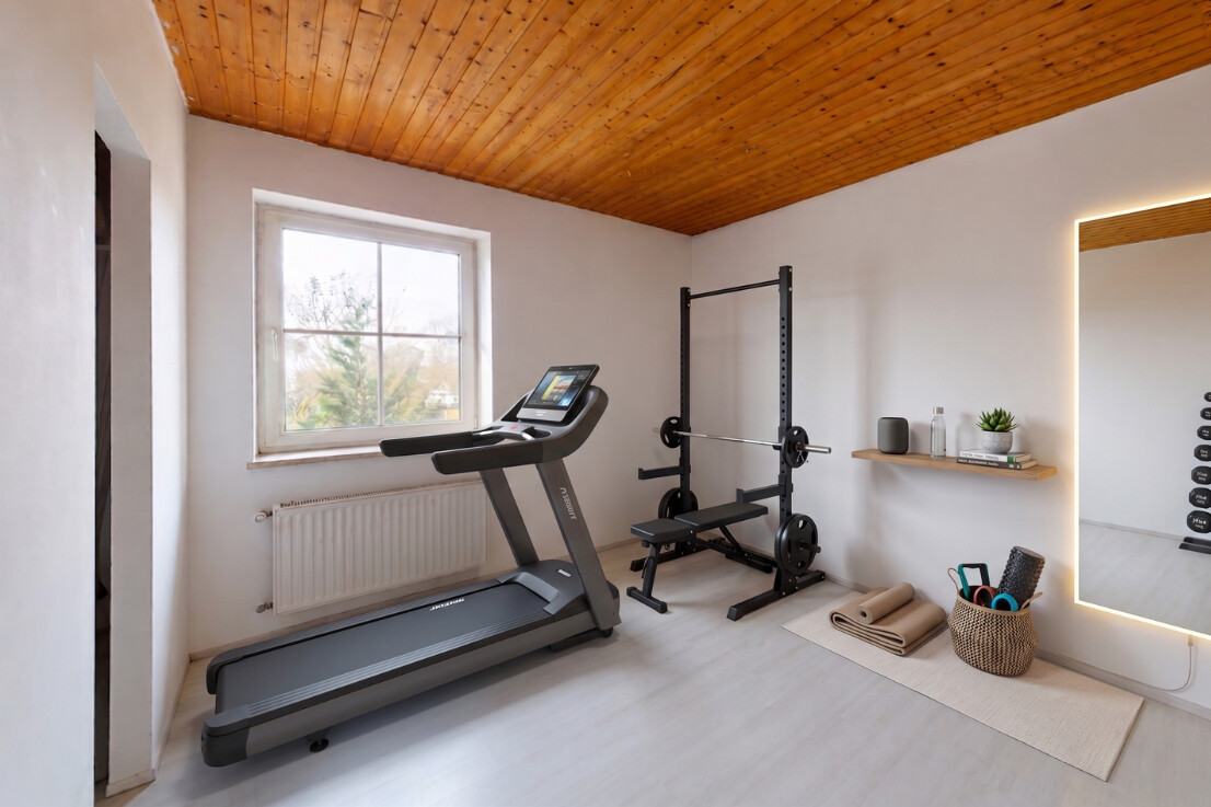 Fitnessraum OG / Einrichtungsbeispiel 3D-Visualisierung - Abweichungen möglich