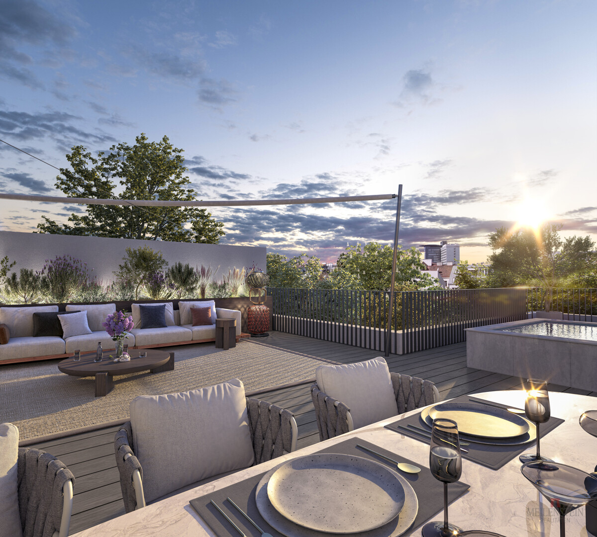 3SI_LandstrasserHauptstrasse144_Top_44_Dachterrasse_Sunset