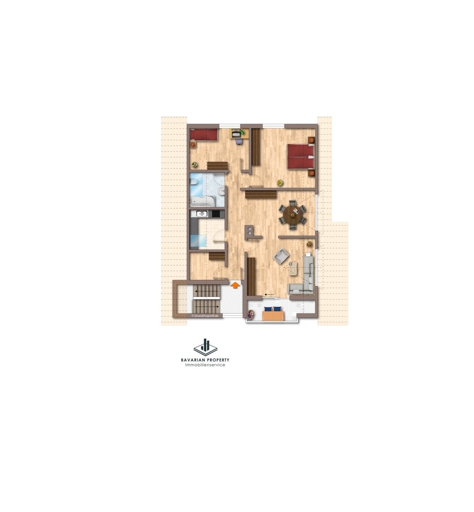 Grundriss Dachgeschoss Wohnhaus (Gestaltungsbeispiel)